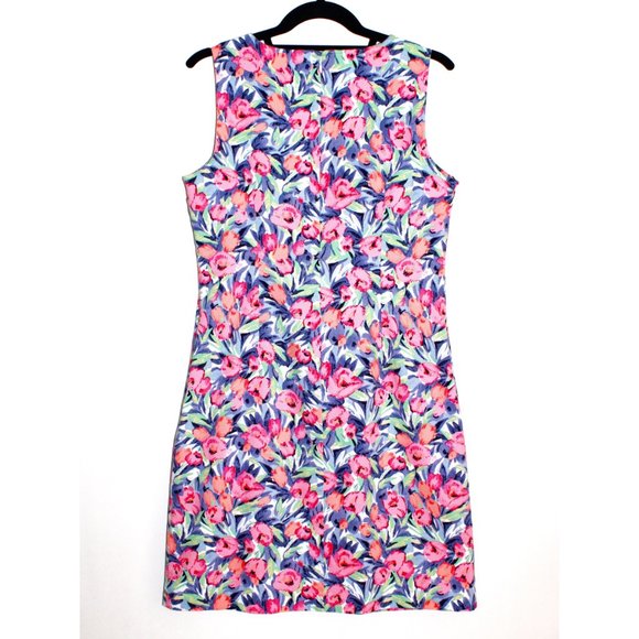 Talbots Tulip Floral Split Neck Shift Dress - Picture 2 of 16